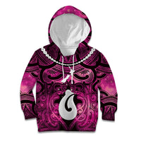 Personalised Maori Matariki Hei Matau Mawhero Kid Hoodie Maori Kowhaiwhai Pattern Galaxy LT01 Hoodie Pink - Polynesian Pride