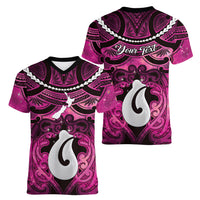 Personalised Maori Matariki Hei Matau Mawhero Women V-Neck T-Shirt Maori Kowhaiwhai Pattern Galaxy
