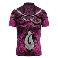Personalised Maori Matariki Hei Matau Mawhero Zipper Polo Shirt Maori Kowhaiwhai Pattern Galaxy