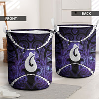 Maori Matariki Hei Matau Waiporoporo Laundry Basket Maori Kowhaiwhai Pattern Galaxy