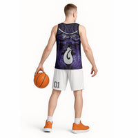 Personalised Maori Matariki Hei Matau Waiporoporo Basketball Jersey Maori Kowhaiwhai Pattern Galaxy