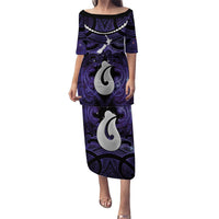 Personalised Maori Matariki Hei Matau Waiporoporo Family Matching Puletasi and Hawaiian Shirt Maori Kowhaiwhai Pattern Galaxy