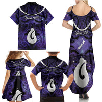 Personalised Maori Matariki Hei Matau Waiporoporo Family Matching Summer Maxi Dress and Hawaiian Shirt Maori Kowhaiwhai Pattern Galaxy