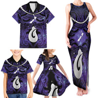 Personalised Maori Matariki Hei Matau Waiporoporo Family Matching Tank Maxi Dress and Hawaiian Shirt Maori Kowhaiwhai Pattern Galaxy LT01 - Polynesian Pride