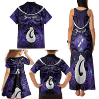 Personalised Maori Matariki Hei Matau Waiporoporo Family Matching Tank Maxi Dress and Hawaiian Shirt Maori Kowhaiwhai Pattern Galaxy LT01 - Polynesian Pride