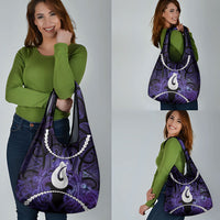 Maori Matariki Hei Matau Waiporoporo Grocery Bag Maori Kowhaiwhai Pattern Galaxy