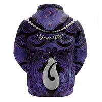 Personalised Maori Matariki Hei Matau Waiporoporo Hoodie Maori Kowhaiwhai Pattern Galaxy