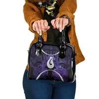 Maori Matariki Hei Matau Waiporoporo Shoulder Handbag Maori Kowhaiwhai Pattern Galaxy