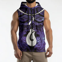 Personalised Maori Matariki Hei Matau Waiporoporo Sleeveless Zip Hoodie Maori Kowhaiwhai Pattern Galaxy