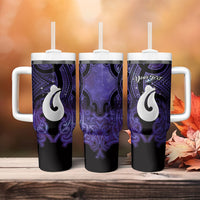 Personalised Maori Matariki Hei Matau Waiporoporo Tumbler With Handle Maori Kowhaiwhai Pattern Galaxy LT01 - Polynesian Pride