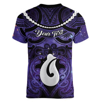 Personalised Maori Matariki Hei Matau Waiporoporo Women V-Neck T-Shirt Maori Kowhaiwhai Pattern Galaxy
