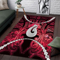 Maori Matariki Hei Matau Whero Area Rug Maori Kowhaiwhai Pattern Galaxy LT01 Red - Polynesian Pride