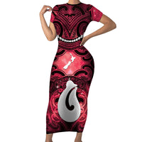 Personalised Maori Matariki Hei Matau Whero Family Matching Short Sleeve Bodycon Dress and Hawaiian Shirt Maori Kowhaiwhai Pattern Galaxy