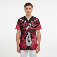 Personalised Maori Matariki Hei Matau Whero Scrub Top Maori Kowhaiwhai Pattern Galaxy LT01 - Polynesian Pride