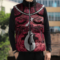 Personalised Maori Matariki Hei Matau Whero Sleeveless Puffer Jacket Maori Kowhaiwhai Pattern Galaxy