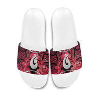 Maori Matariki Hei Matau Whero Slide Sandals Maori Kowhaiwhai Pattern Galaxy LT01 Red - Polynesian Pride