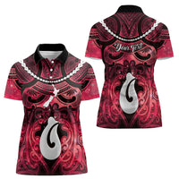 Personalised Maori Matariki Hei Matau Whero Women Polo Shirt Maori Kowhaiwhai Pattern Galaxy