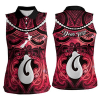 Personalised Maori Matariki Hei Matau Whero Women Sleeveless Polo Shirt Maori Kowhaiwhai Pattern Galaxy