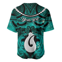 Personalised Maori Matariki Hei Matau Turquoise Baseball Jersey Maori Kowhaiwhai Pattern Galaxy LT01 - Polynesian Pride