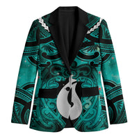Personalised Maori Matariki Hei Matau Turquoise Blazer Maori Kowhaiwhai Pattern Galaxy