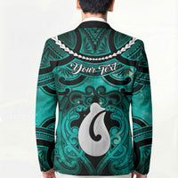 Personalised Maori Matariki Hei Matau Turquoise Blazer Maori Kowhaiwhai Pattern Galaxy