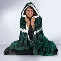 Maori Matariki Hei Matau Turquoise Hooded Blanket Maori Kowhaiwhai Pattern Galaxy