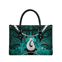 Maori Matariki Hei Matau Turquoise Leather Bag Maori Kowhaiwhai Pattern Galaxy LT01 - Polynesian Pride
