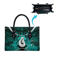 Maori Matariki Hei Matau Turquoise Leather Bag Maori Kowhaiwhai Pattern Galaxy LT01 - Polynesian Pride
