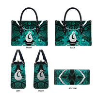 Maori Matariki Hei Matau Turquoise Leather Bag Maori Kowhaiwhai Pattern Galaxy LT01 - Polynesian Pride