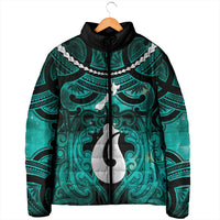 Personalised Maori Matariki Hei Matau Turquoise Padded Jacket Maori Kowhaiwhai Pattern Galaxy