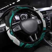 Maori Matariki Hei Matau Turquoise Steering Wheel Cover Maori Kowhaiwhai Pattern Galaxy