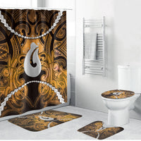 Maori Matariki Hei Matau Kowhai Bathroom Set Maori Kowhaiwhai Pattern Galaxy LT01 Bathroom Set (4 pcs) Yellow - Polynesian Pride