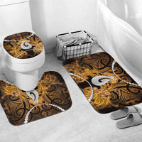 Maori Matariki Hei Matau Kowhai Bathroom Set Maori Kowhaiwhai Pattern Galaxy LT01 Mat Set Only (3 pcs) One Size Yellow - Polynesian Pride