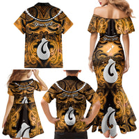 Personalised Maori Matariki Hei Matau Kowhai Family Matching Mermaid Dress and Hawaiian Shirt Maori Kowhaiwhai Pattern Galaxy