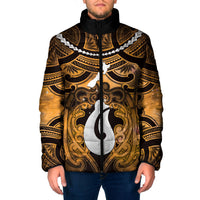 Personalised Maori Matariki Hei Matau Kowhai Padded Jacket Maori Kowhaiwhai Pattern Galaxy LT01 Men Yellow - Polynesian Pride