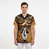Personalised Maori Matariki Hei Matau Kowhai Scrub Top Maori Kowhaiwhai Pattern Galaxy
