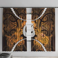 Maori Matariki Hei Matau Kowhai Window Curtain Maori Kowhaiwhai Pattern Galaxy LT01 With Hooks Yellow - Polynesian Pride