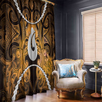 Maori Matariki Hei Matau Kowhai Window Curtain Maori Kowhaiwhai Pattern Galaxy LT01 - Polynesian Pride
