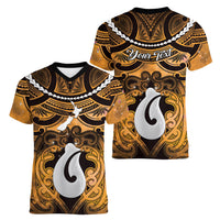 Personalised Maori Matariki Hei Matau Kowhai Women V-Neck T-Shirt Maori Kowhaiwhai Pattern Galaxy