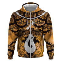 Personalised Maori Matariki Hei Matau Kowhai Zip Hoodie Maori Kowhaiwhai Pattern Galaxy LT01 Zip Hoodie Yellow - Polynesian Pride