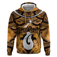Personalised Maori Matariki Hei Matau Kowhai Zip Hoodie Maori Kowhaiwhai Pattern Galaxy LT01 Pullover Hoodie Yellow - Polynesian Pride