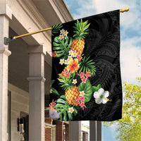 Hawaii Pineapple Tropical Garden Flag Colorful Hibiscus Plumeria LT01 House Flag Black - Polynesian Pride