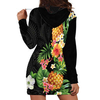 Hawaii Pineapple Tropical Hoodie Dress Colorful Hibiscus Plumeria