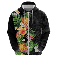 Hawaii Pineapple Tropical Zip Hoodie Colorful Hibiscus Plumeria