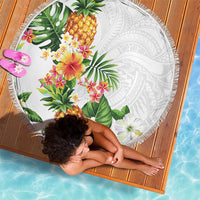 Hawaii Pineapple Tropical Beach Blanket Luminous Hibiscus Plumeria