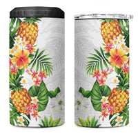 Hawaii Pineapple Tropical 4 in 1 Can Cooler Tumbler Luminous Hibiscus Plumeria