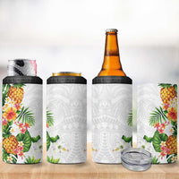 Hawaii Pineapple Tropical 4 in 1 Can Cooler Tumbler Luminous Hibiscus Plumeria