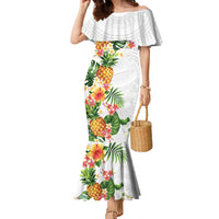 Hawaii Pineapple Tropical Family Matching Mermaid Dress and Hawaiian Shirt Luminous Hibiscus Plumeria