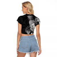 Hawaii Pineapple Tropical Raglan Cropped T Shirt Neutral Hibiscus Plumeria LT01 - Polynesian Pride