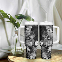 Hawaii Pineapple Tropical Tumbler With Handle Neutral Hibiscus Plumeria